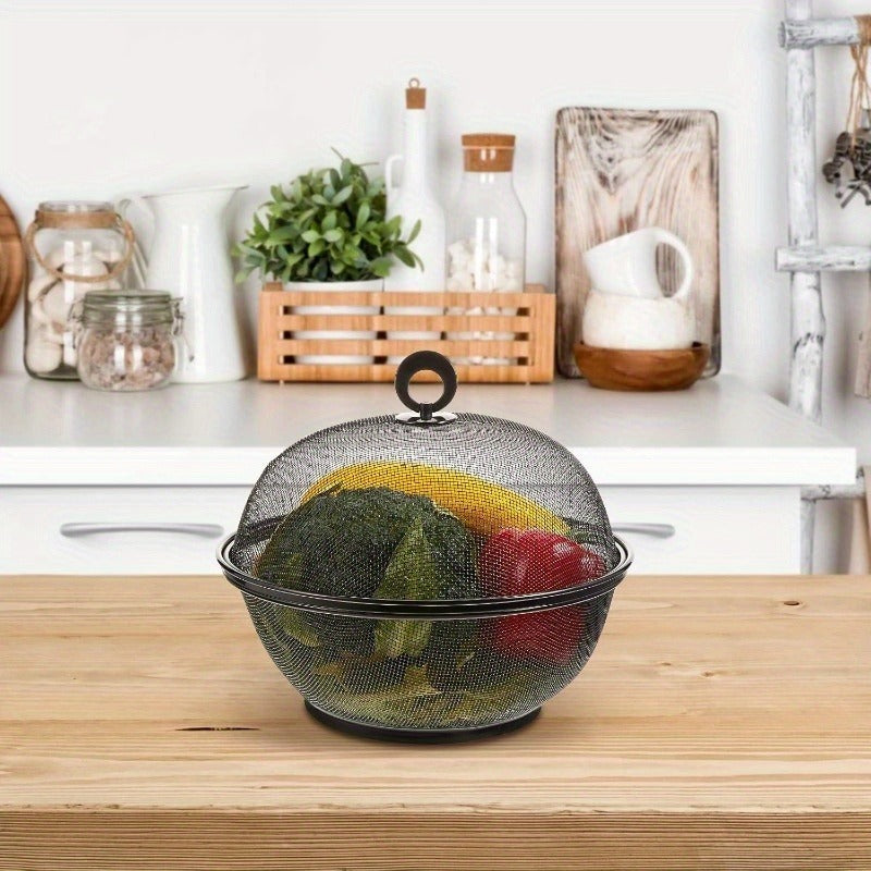 black metal mesh food bowl lid designed insect proof durable