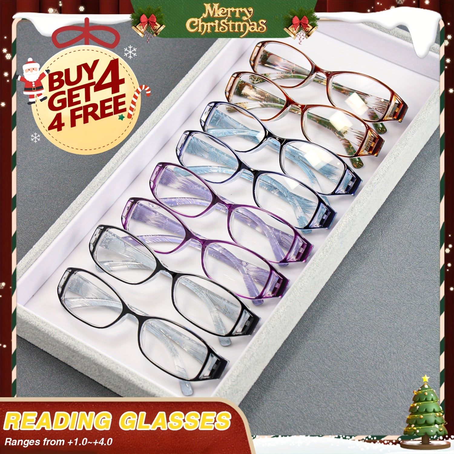 8pcs color striped reading glasses suitable men women