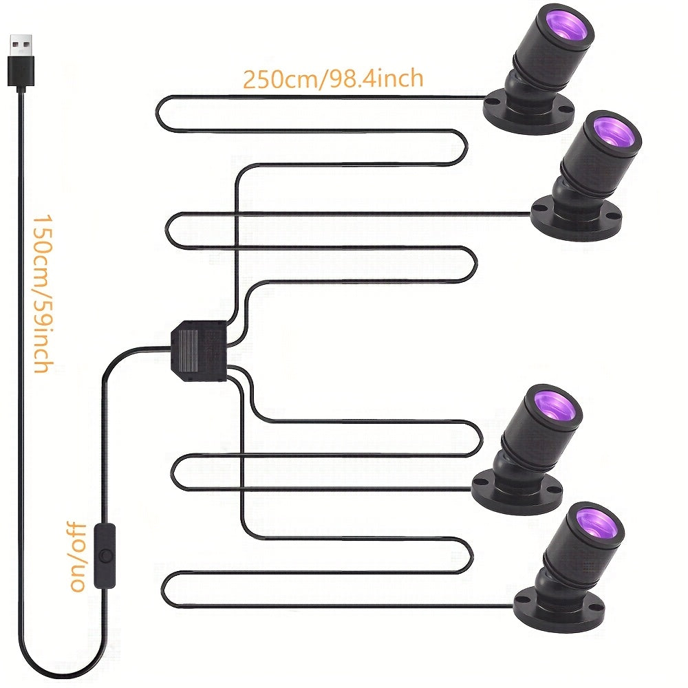 6 4 2pcs led uv blacklight usb powered 1w blacklight violet