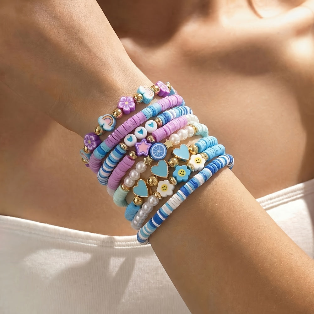 8pcs sweet cute floral heart themed pink multi layer