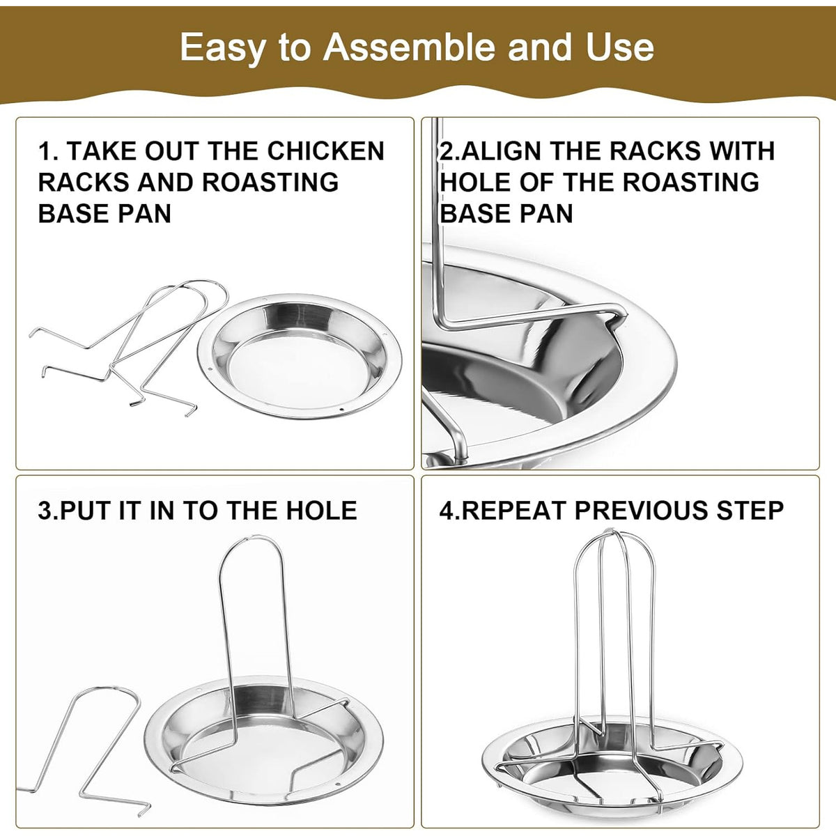 1pc silver stainless steel grilled chicken rack turkey