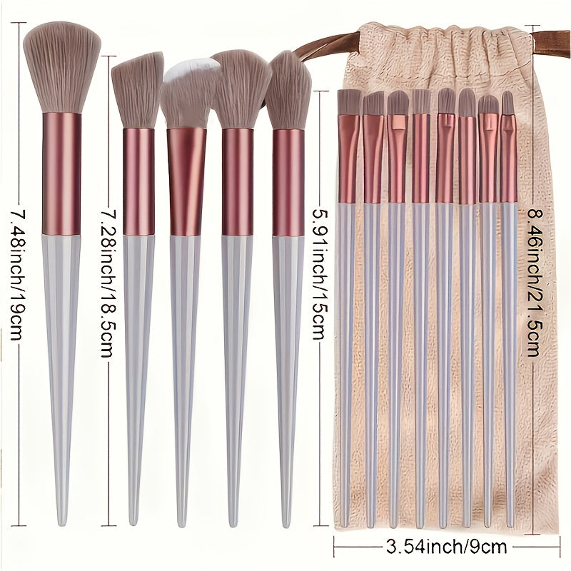 a set 13 makeup brushes including a portable storage bag