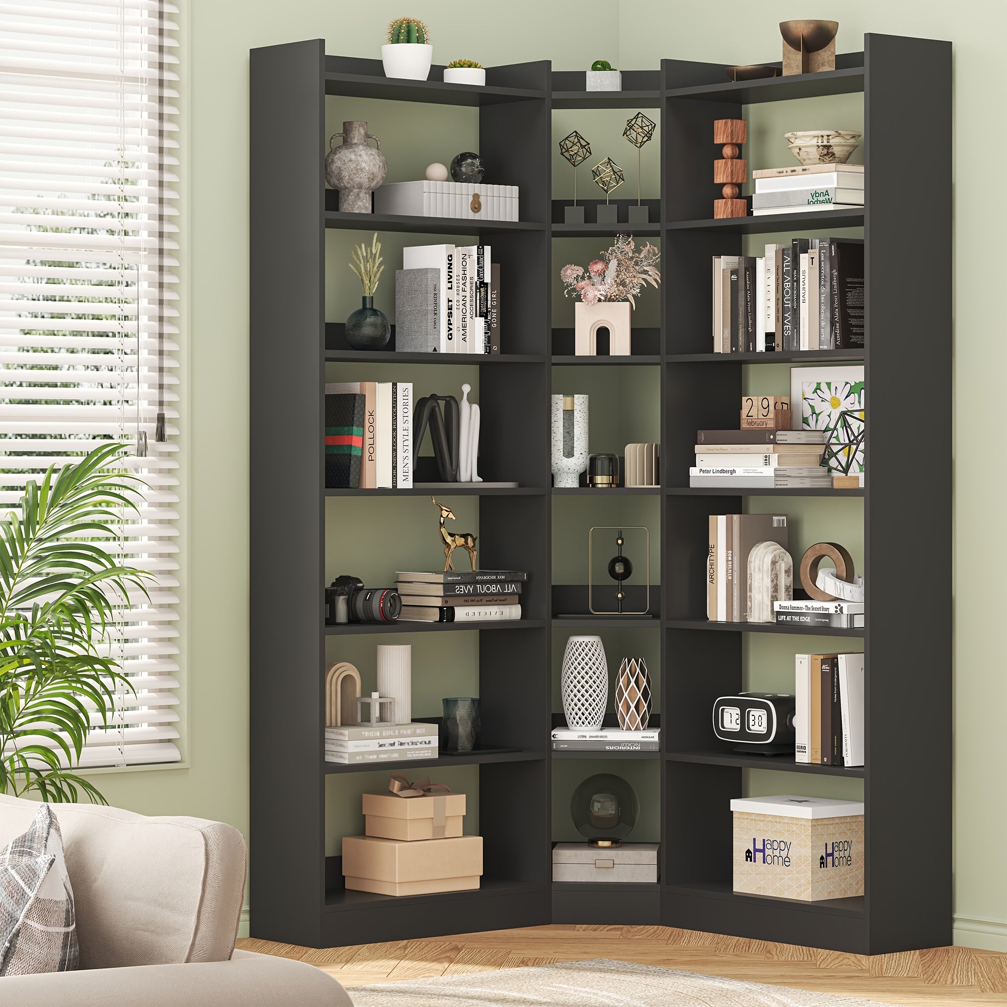 70 8 corner bookshelf bookcase 7 tiers l shaped bookshelf