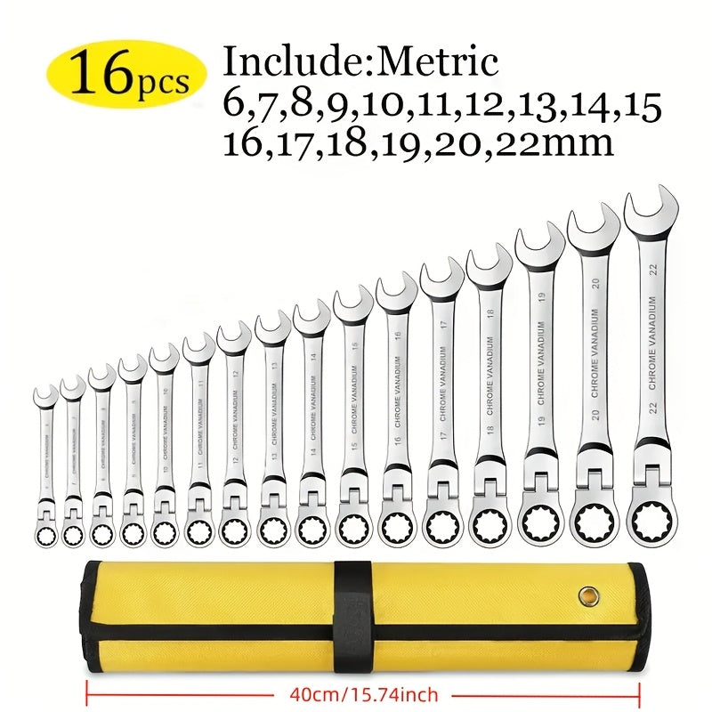 180   ratcheting wrench set 16pcs metric 6 22mm 72