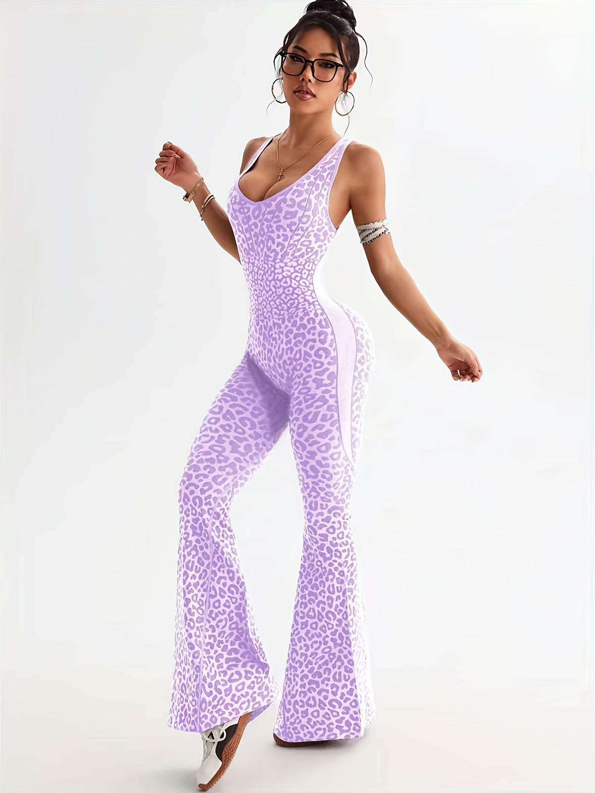 1pc seamless strappy tummy control   lifting leopard