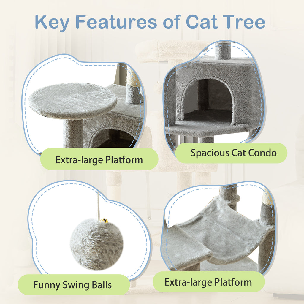 44 inch multi cat tree tower condo hammock natural sisal