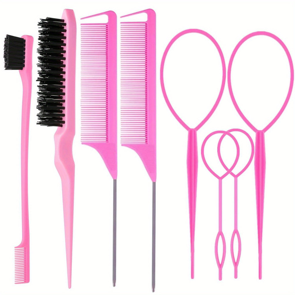 8pcs hair brush set 4pcs topsy hair tail tools 1pc bristle