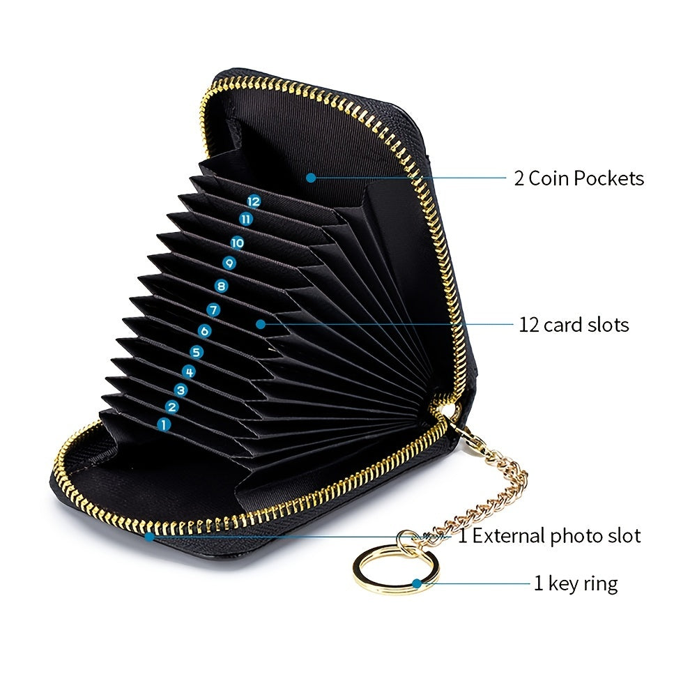 women rfid credit card holder wallet keychain id window