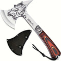 13 inch camping axe wolf pattern survival short handle nylon