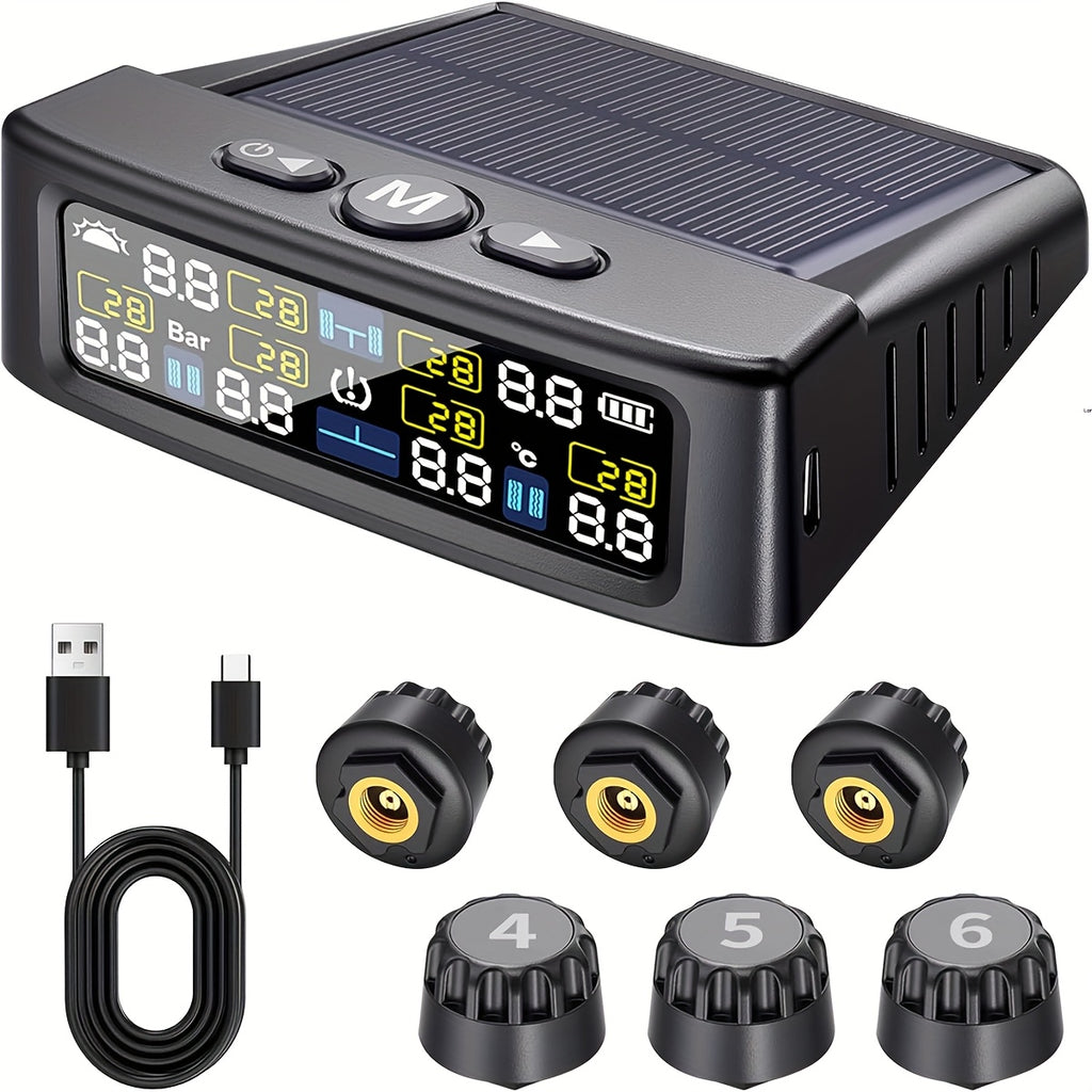 6 wheel tire pressure monitoring system solar charging tire