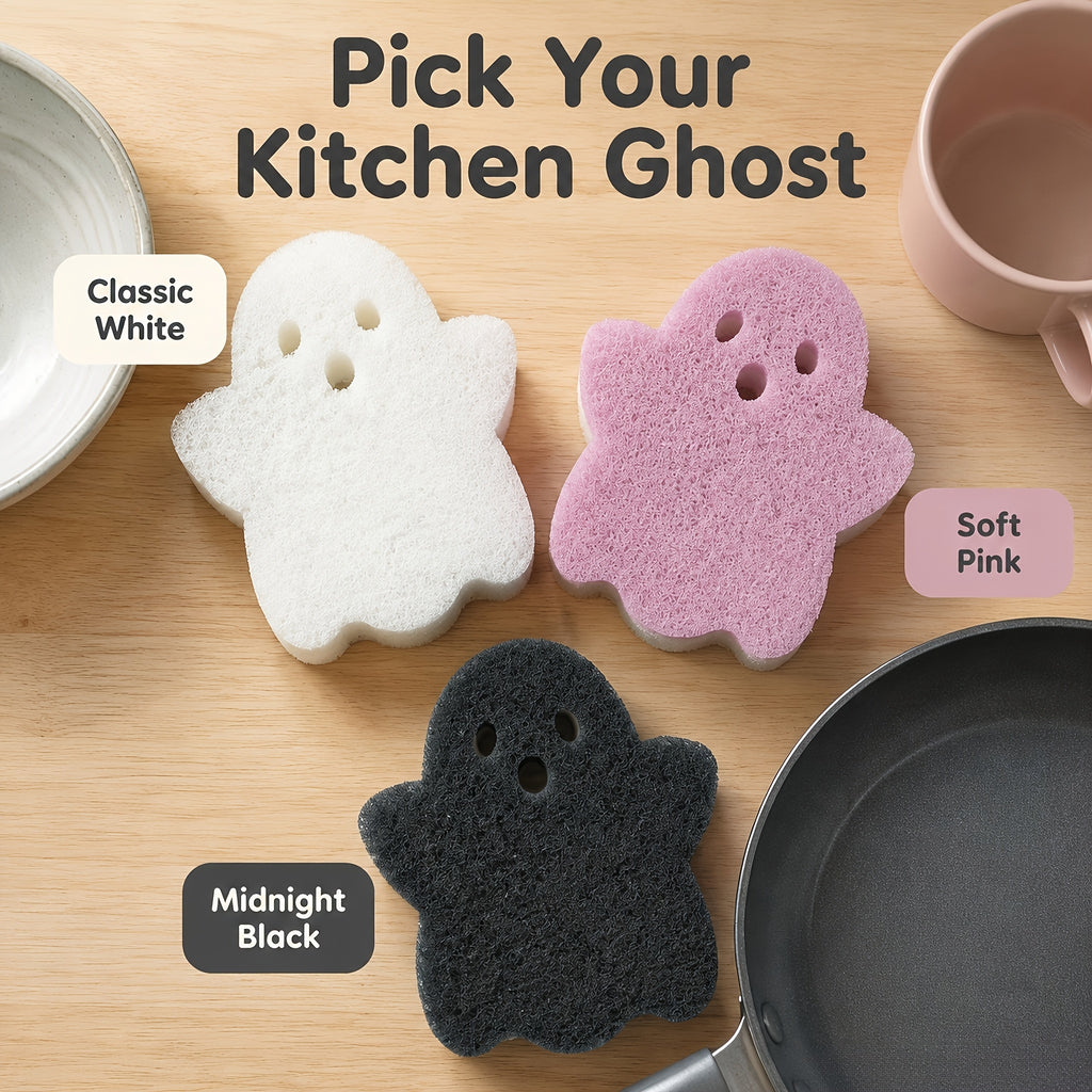 6pcs assorted colors halloween themed sponge scrubbers three