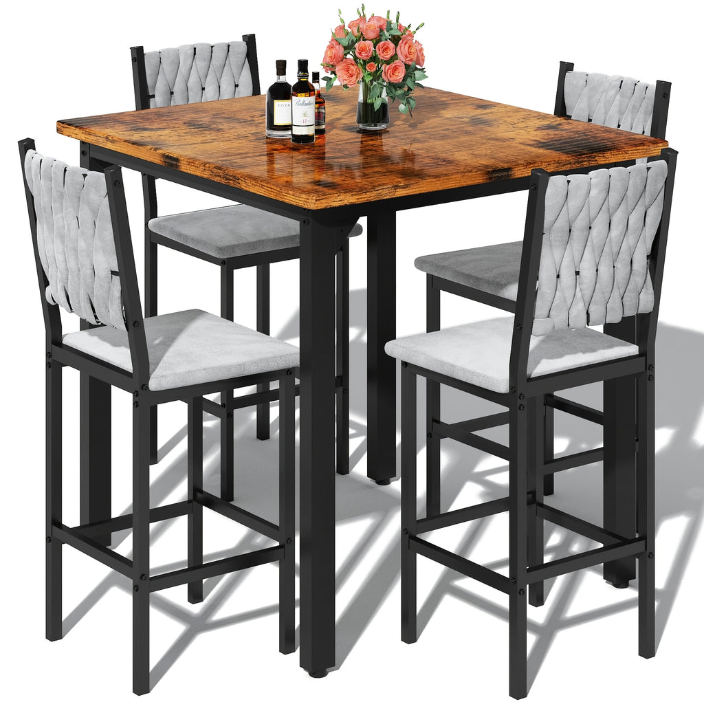 5pcs dining table chair set 1 counter height table 4