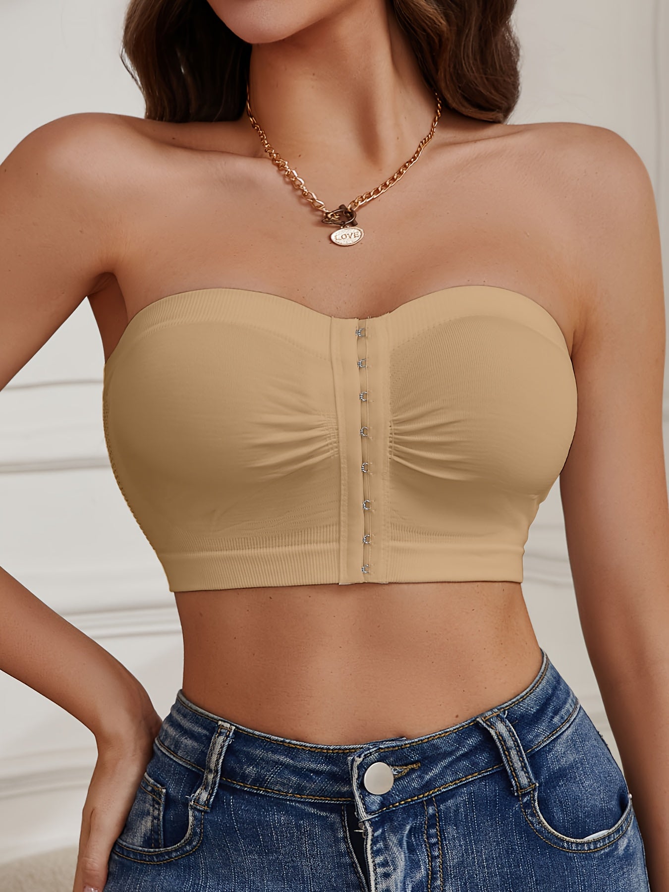 1pc esselegance plus size strapless seamless push bandeau