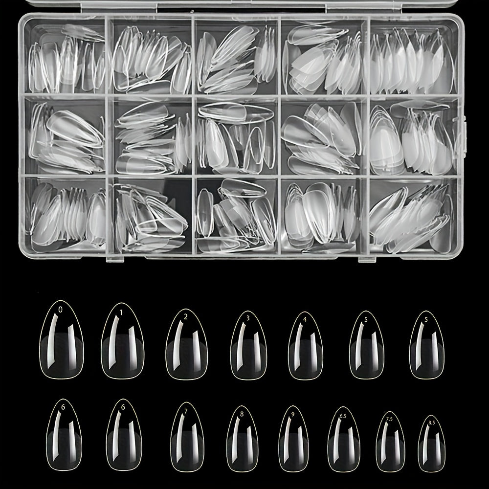 240pcs short almond nail tips clear nail tips pre shaped