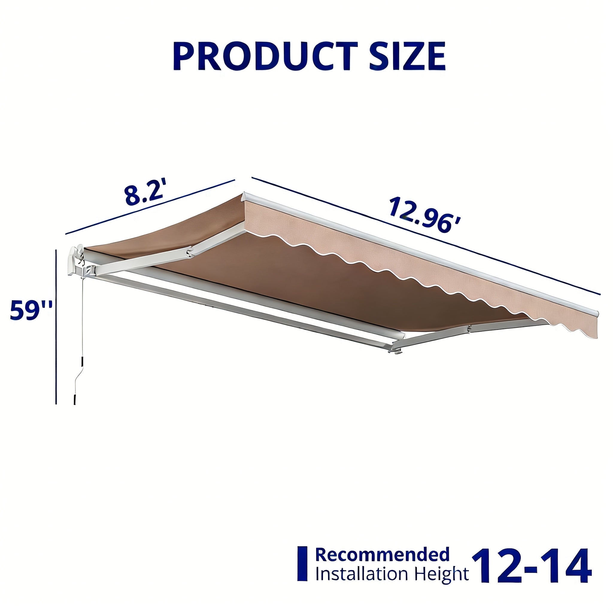 13 x 8 ft retractable awning patios sun protection canopy