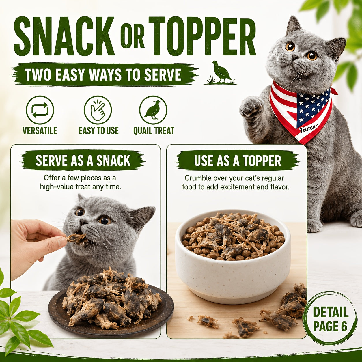 freeze dried quail cat treats crunchy protein