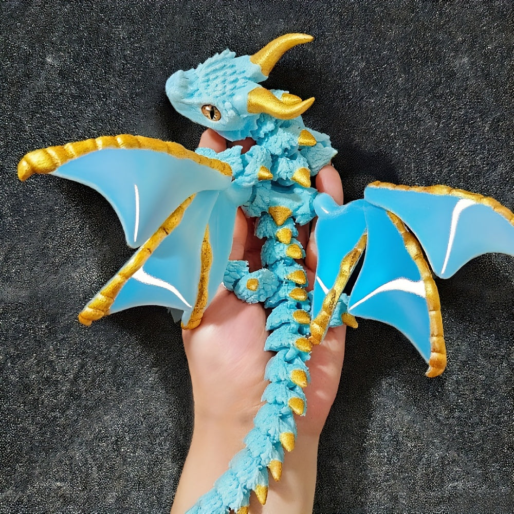 3d printed dual horned dragon statue flexi wings