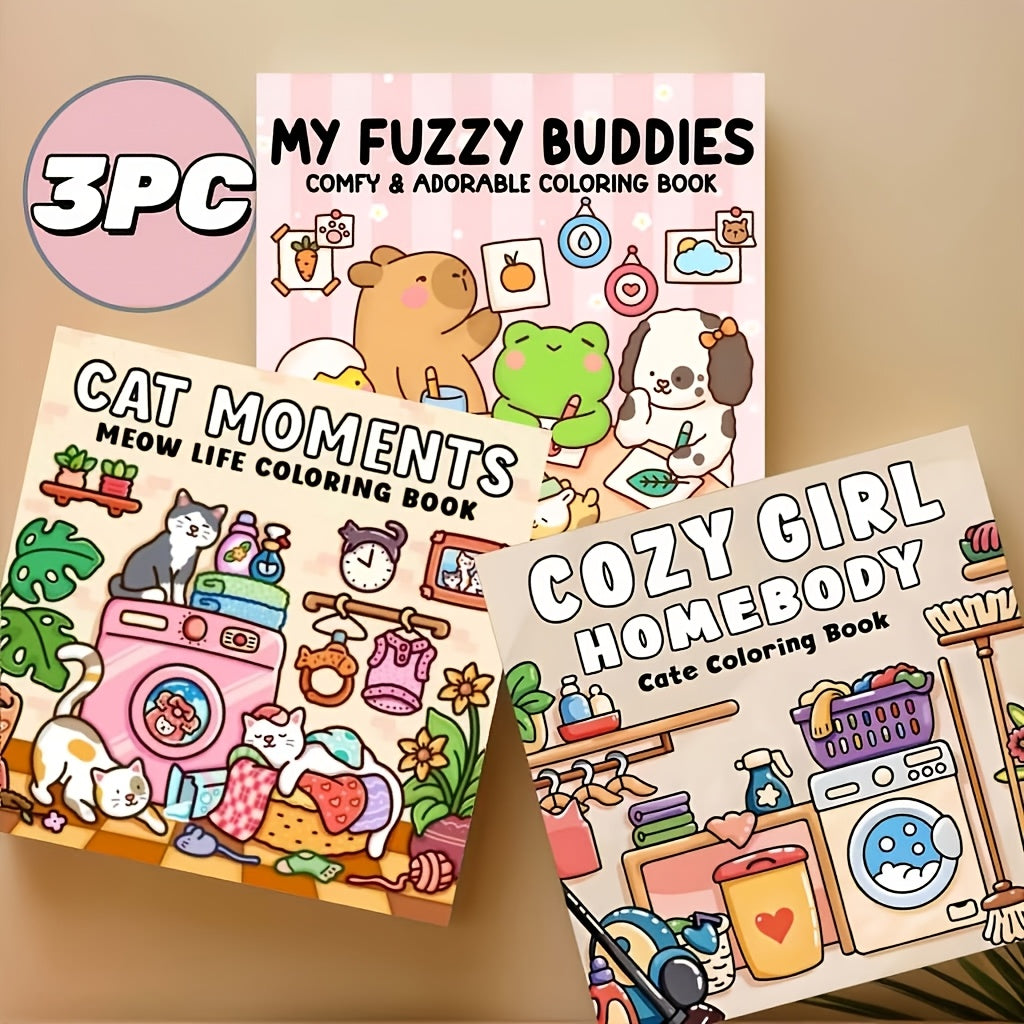 a 3pcs set relaxing stress relieving coloring books