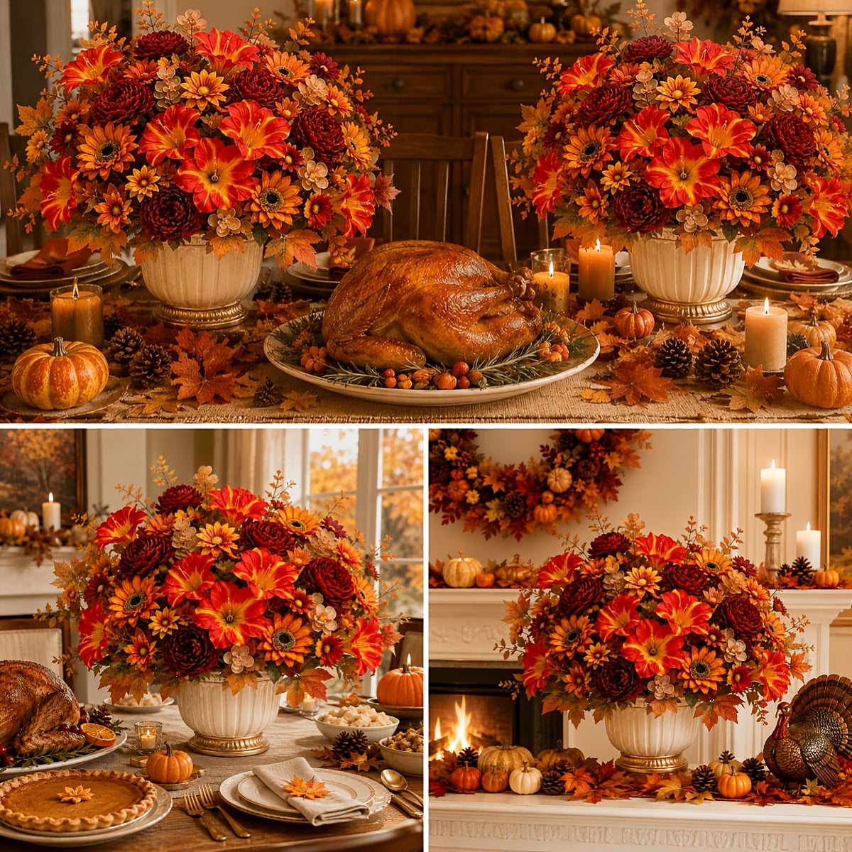 6 bunches outdoor artificial autumn flowers holiday