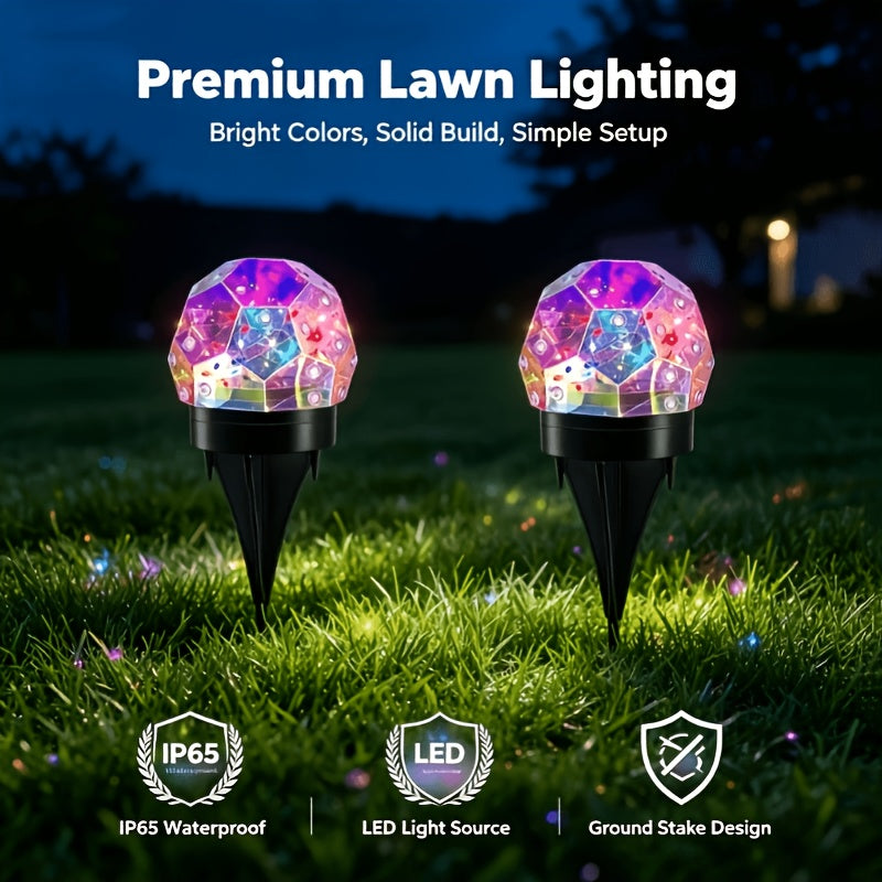 2pcs solar color changing crystal ball ground plug light