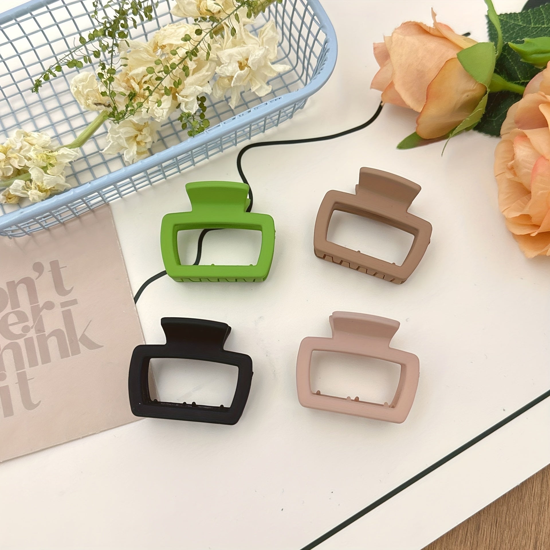 1 4pcs elegant matte square hair clip set versatile stylish