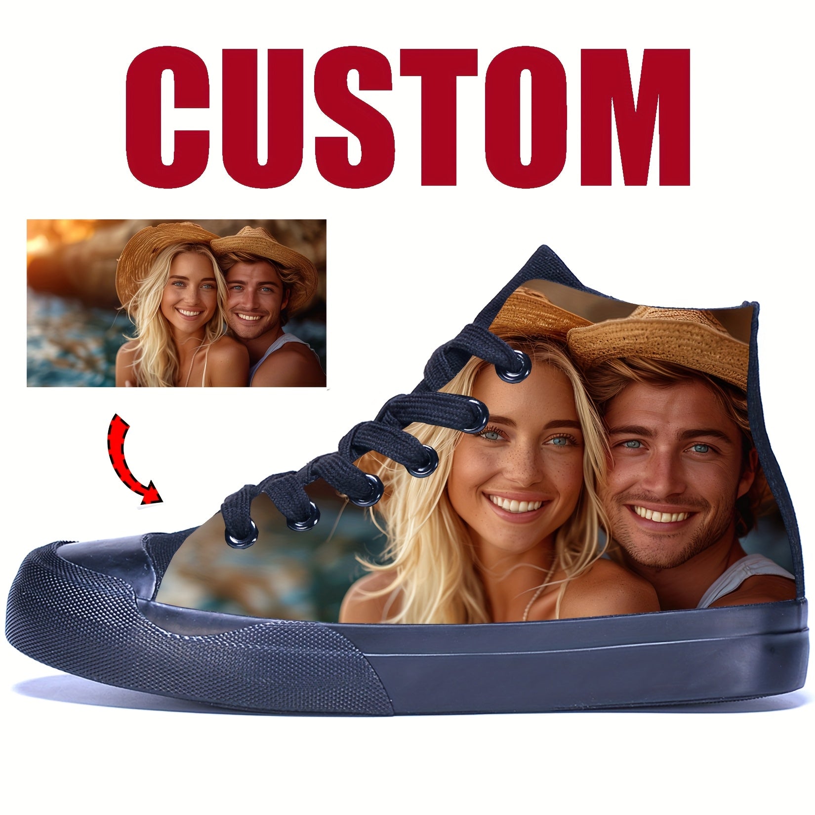 custom photo image white low top white high top black high