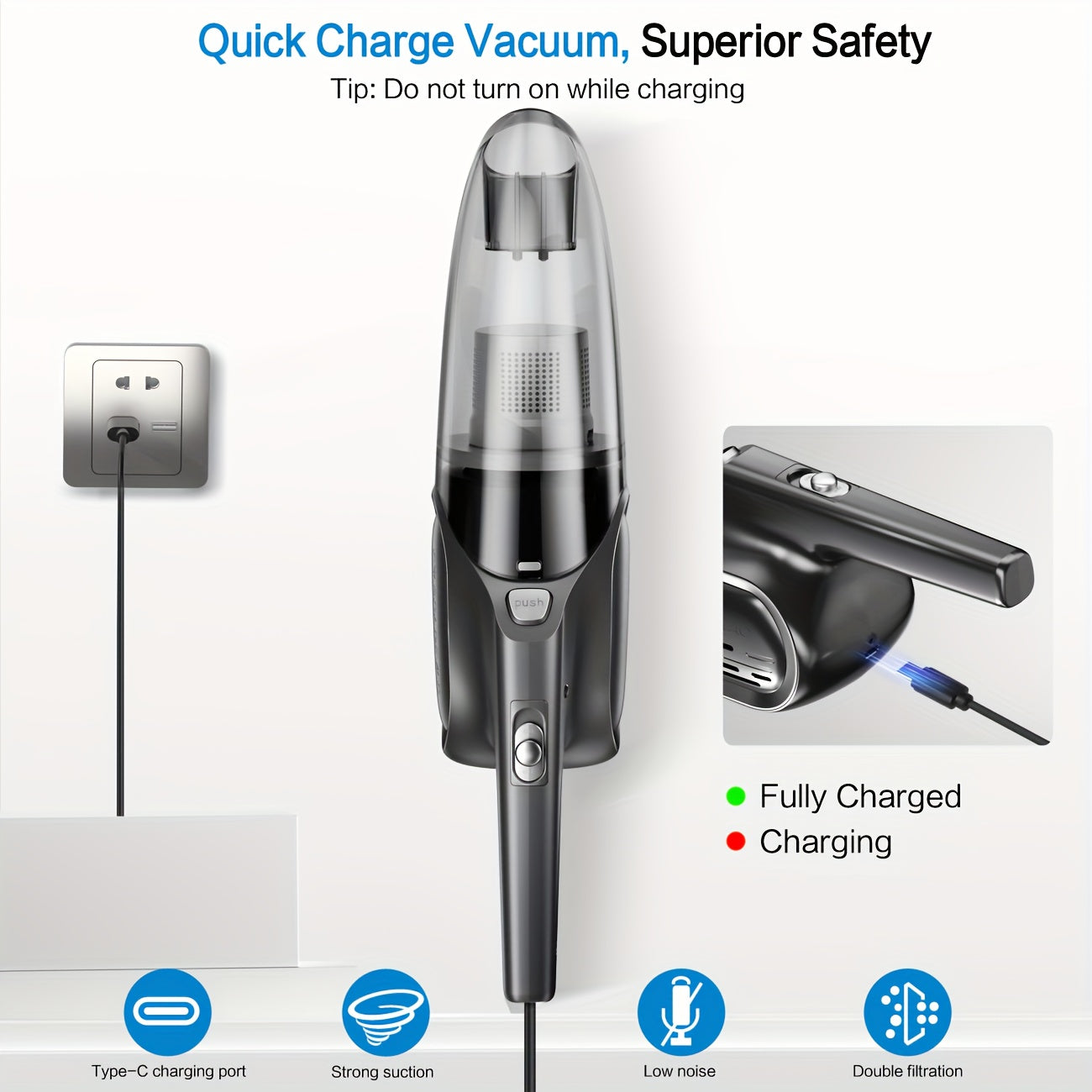 portable household vacuum cleaner 6000pa powerful suction