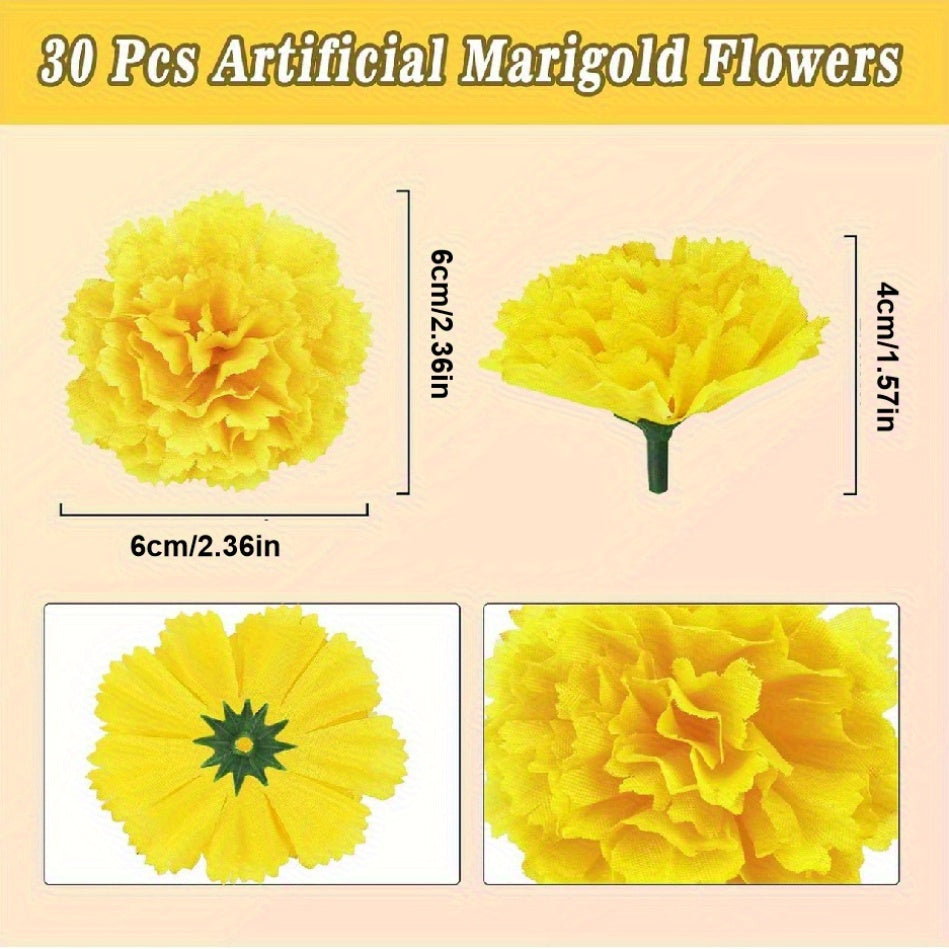 5 17 34pcs realistic marigold flowers heads vibrant orange