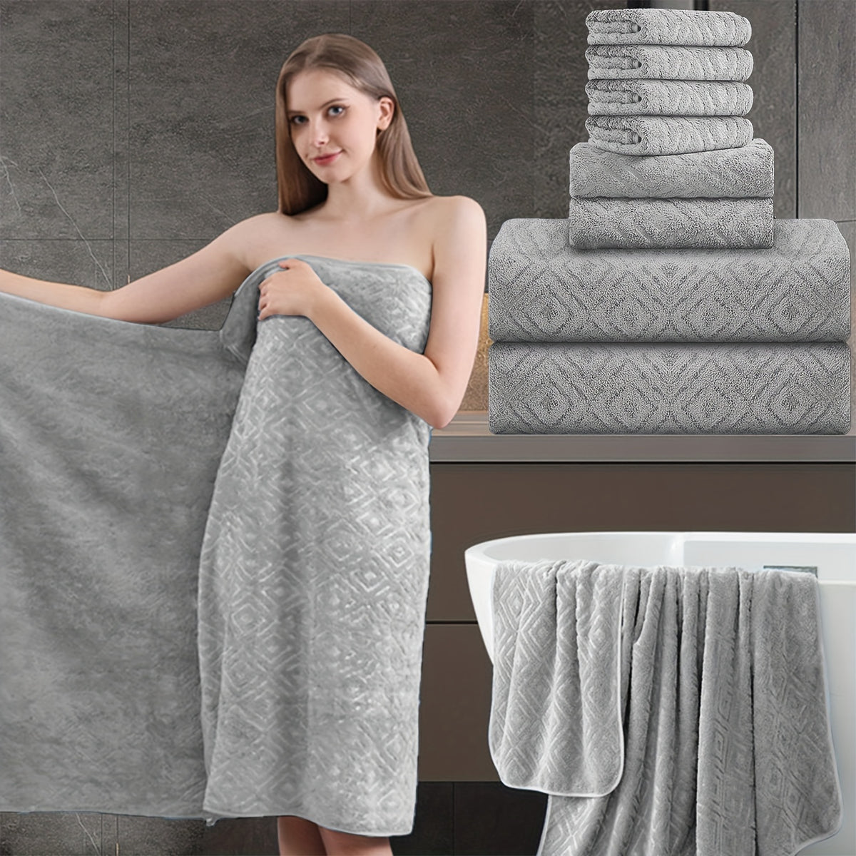8pcs extra large bath towel ultra soft thick bath towel