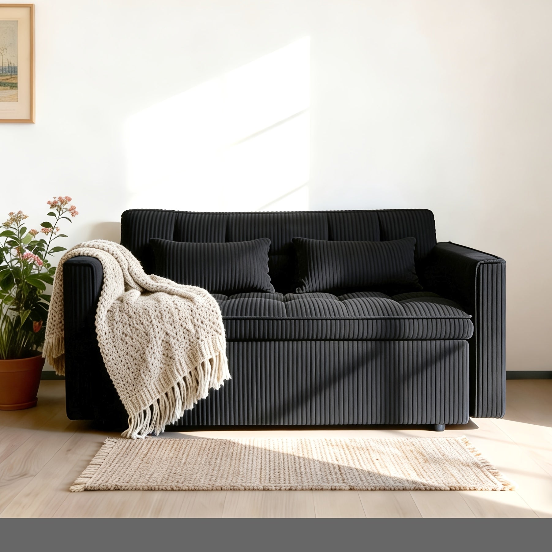 3 in 1 convertible sofa bed 54 inch striped velvet pull sofa