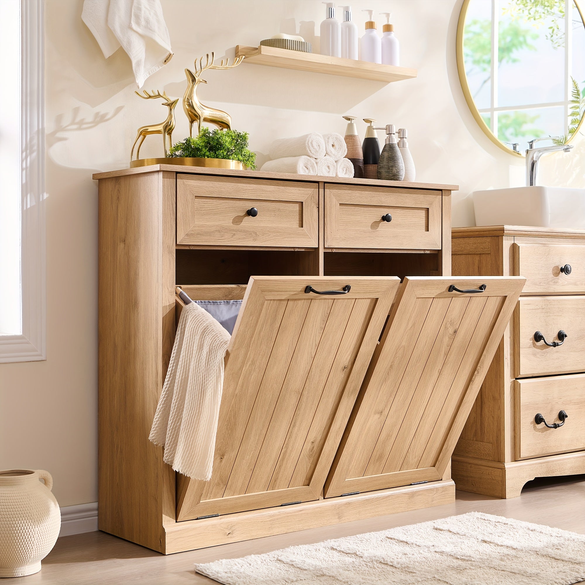 single double tilt trash cabinet drawer hidden wooden