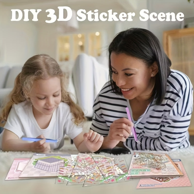 19pcs scene stickers including 12 sheets material paper 6