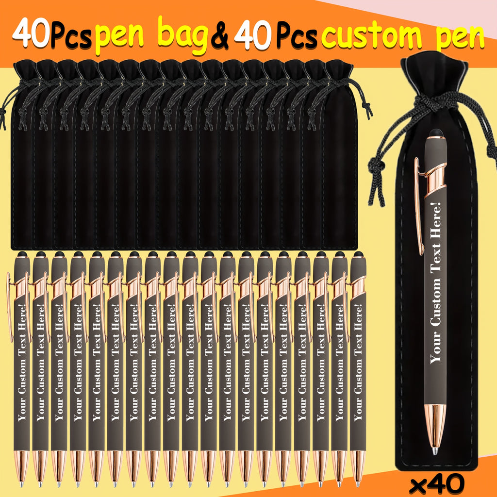 set 80 custom engraved ballpoint pens including a pen case
