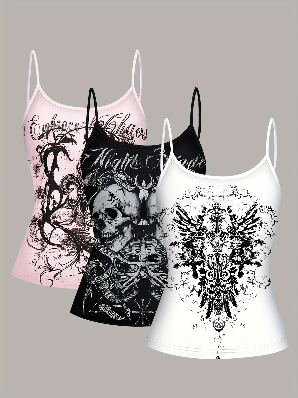 3pcs   womens vintage floral print camisole set