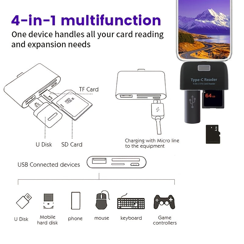 portable otg card reader writer suitable type   plug