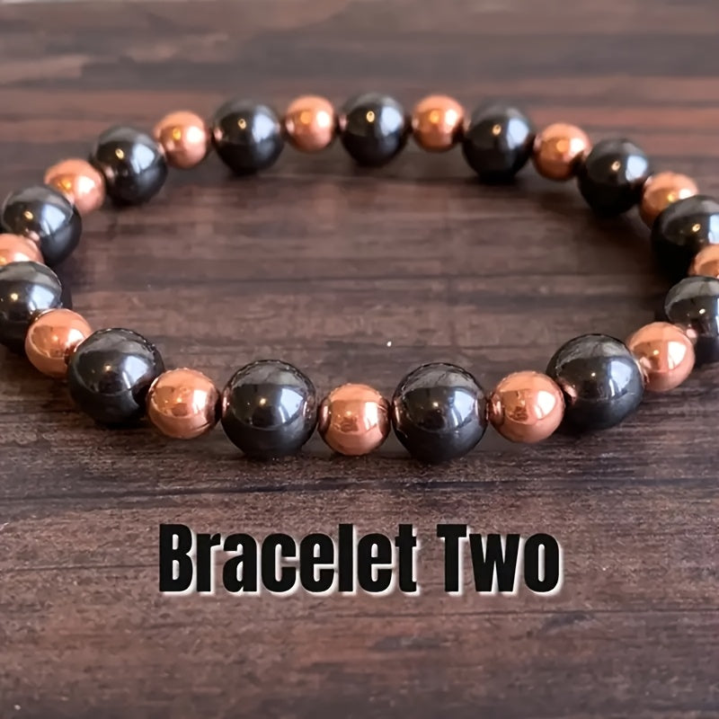bracelet 4mm 8mm handmade natural hematite copper beads