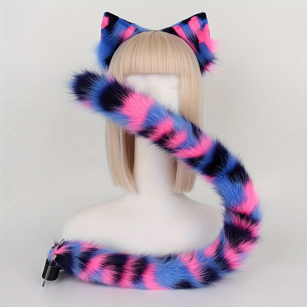 christmas gift 2pcs plush cat set fluffy ear headband