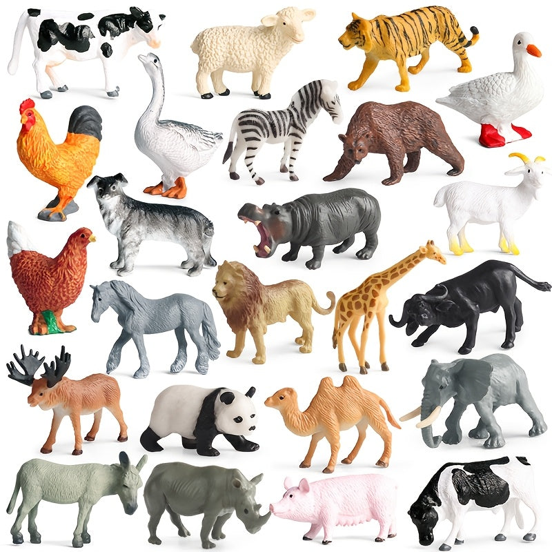 24pcs realistic animal figures set 12 wild animals 12 farm