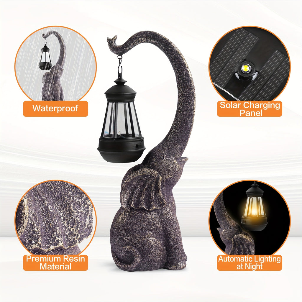 1 2pcs solar elephant statue outdoor garden crafts elephant