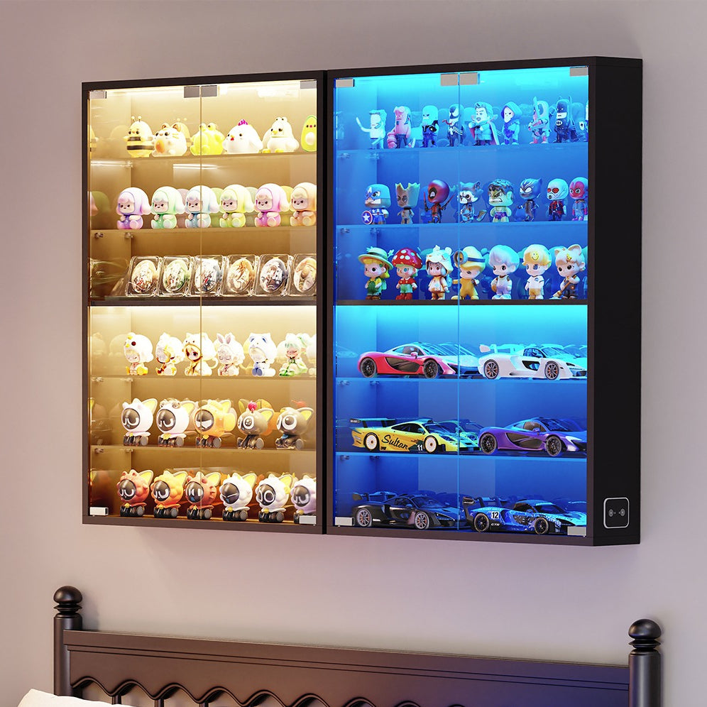 1pc wall mounted glass display cabinet 6 tier small display