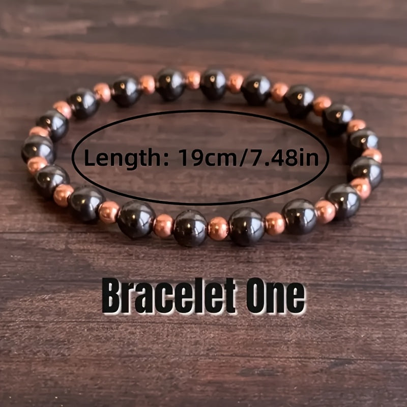bracelet 4mm 8mm handmade natural hematite copper beads