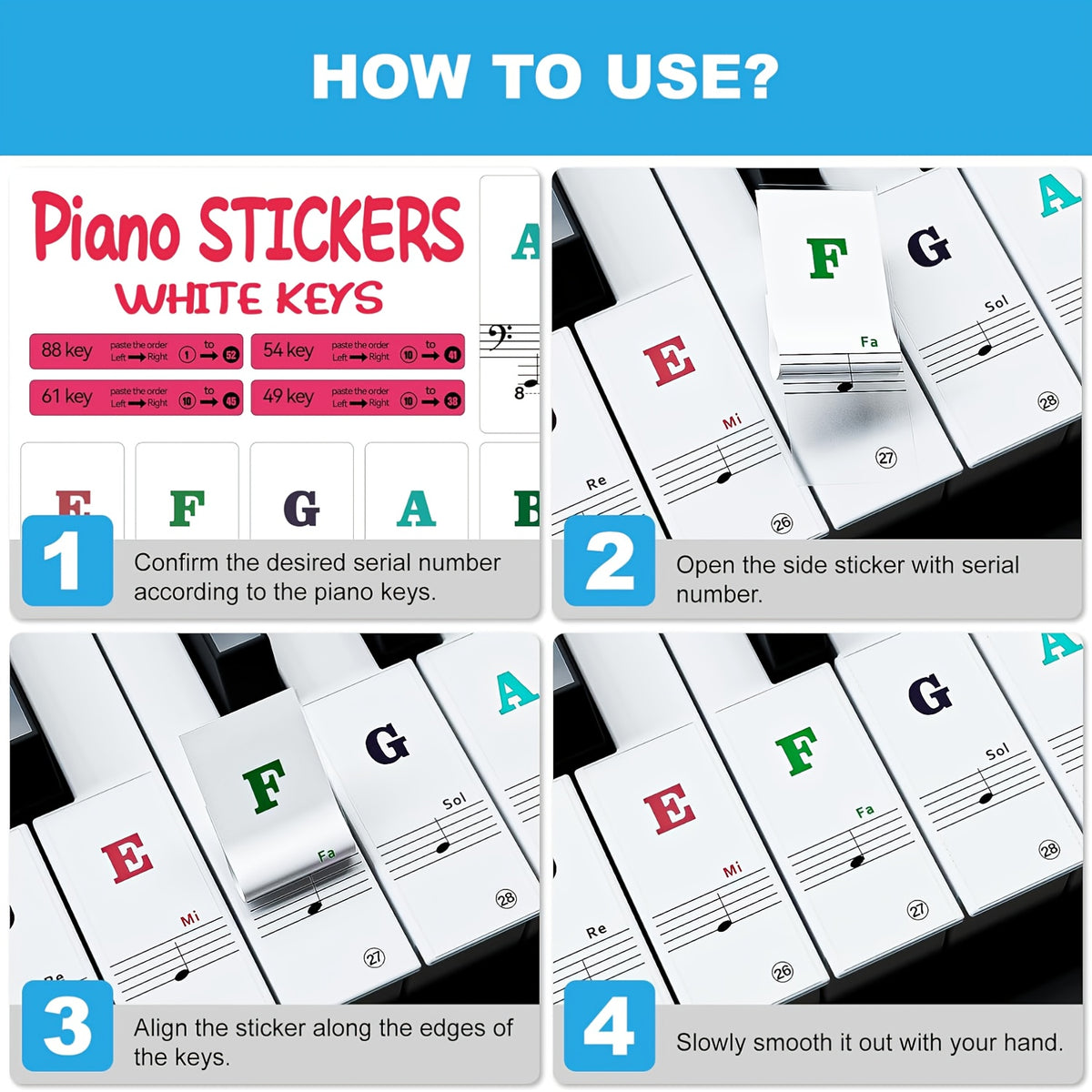 removable piano keyboard letter stickers compatible piano