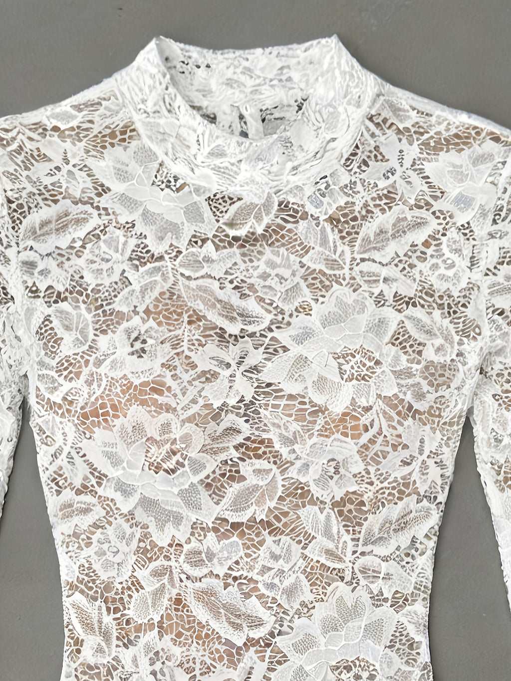 womens   long sleeve lace bodysuit high neck long sleeve