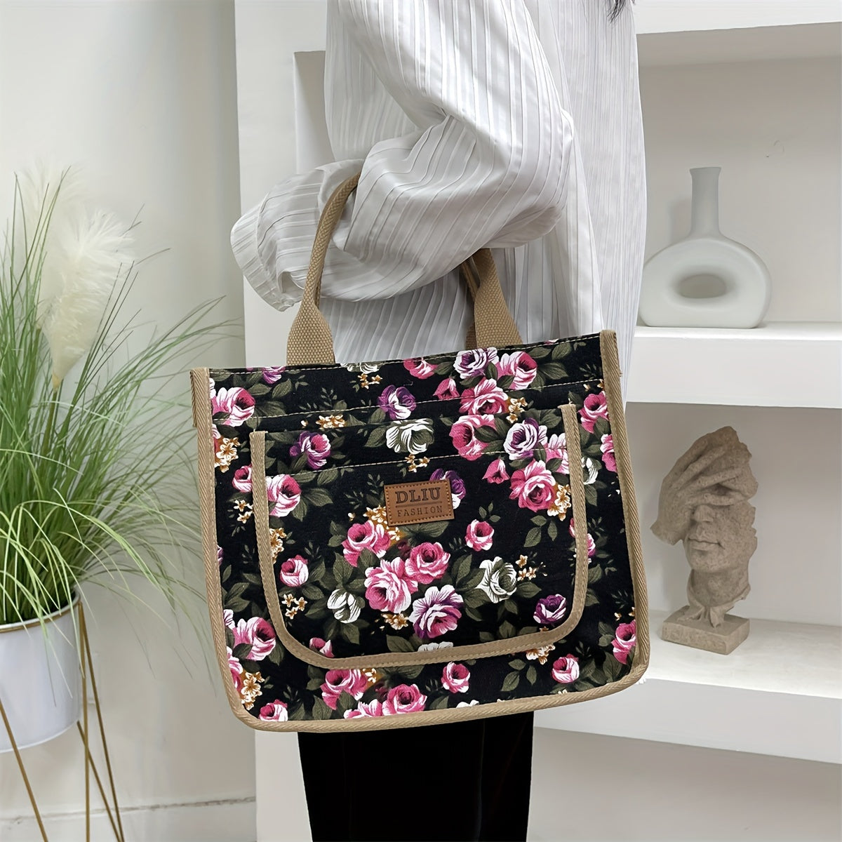 new tote bag made floral print fabric   durable