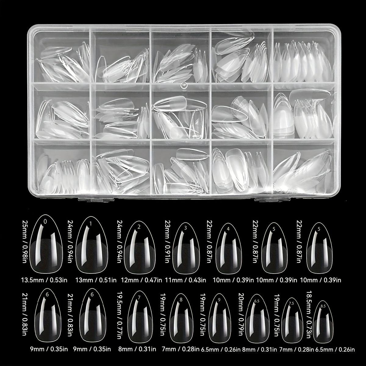 240pcs short almond nail tips clear nail tips pre shaped