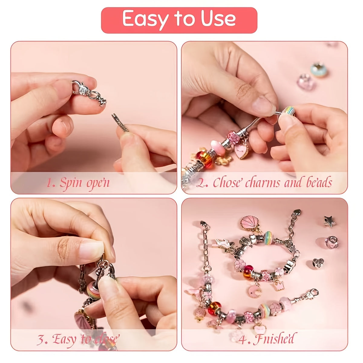 67pcs diy charm bracelet bead kit unicorn mermaid crafts
