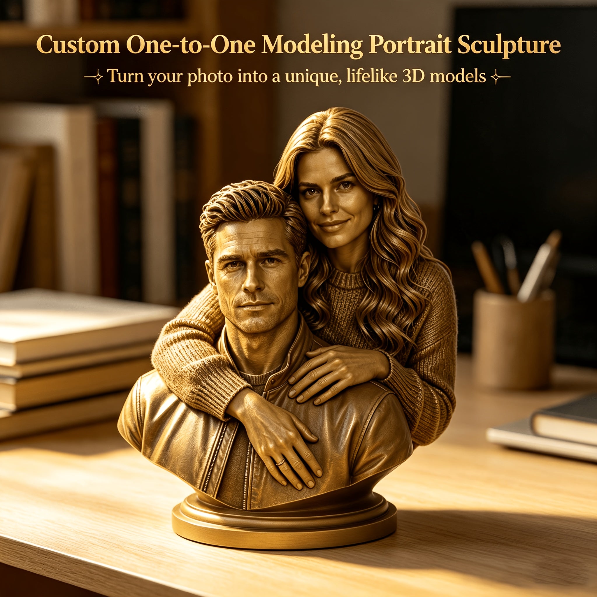 custom couple figurine 3d resin portrait statue name date