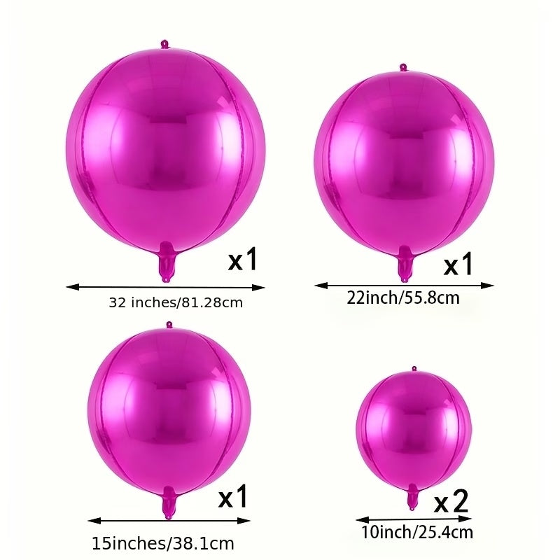 5pcs enormous rose red inflatable mirror 4d film balloon set