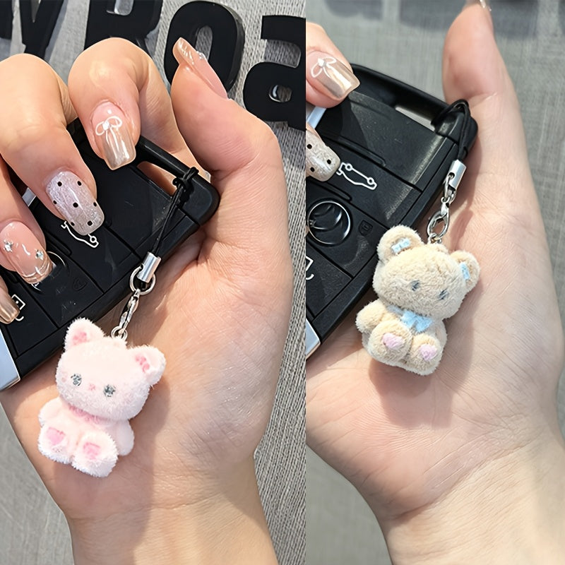 2pcs multicolor plush bunny bear phone charms phone lanyards