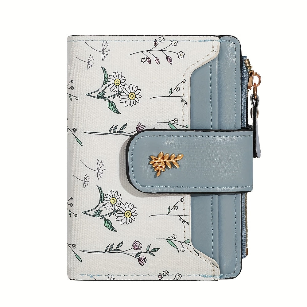 floral print hardware button bifold wallet temu